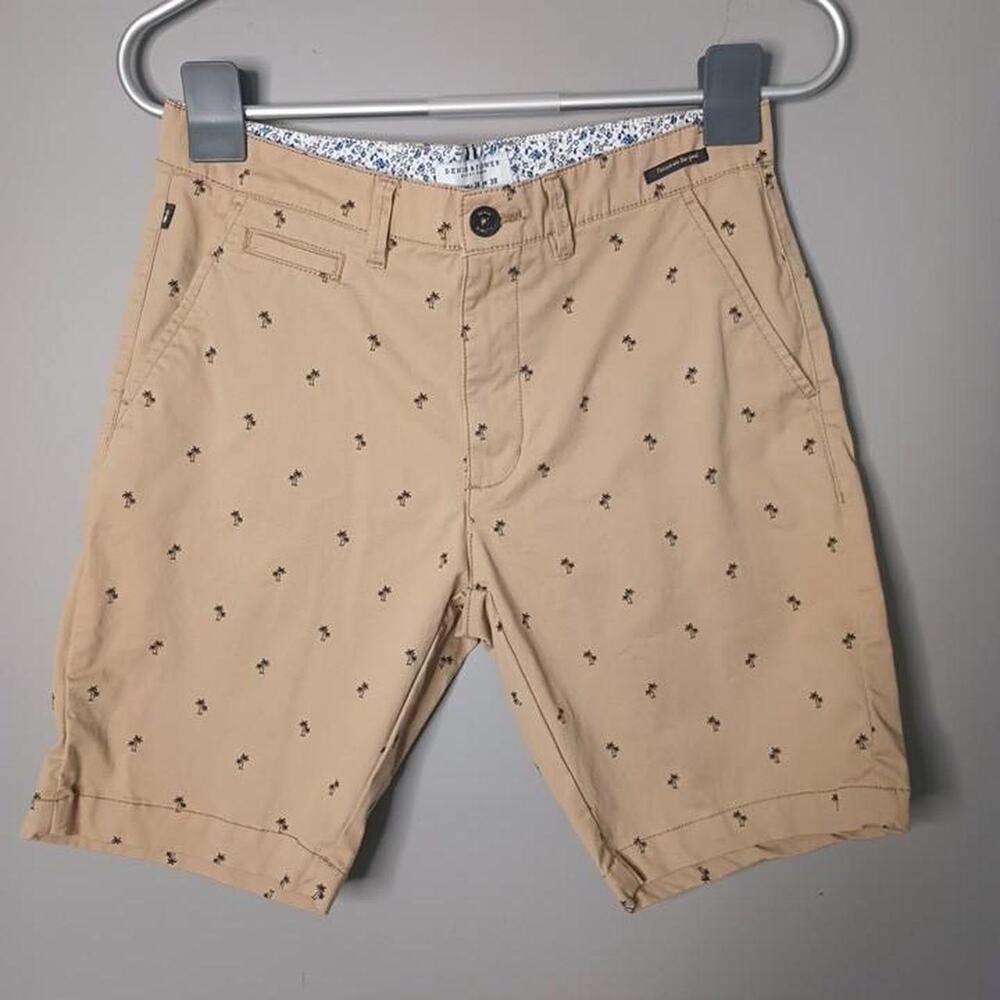 Denim flower tan shorts